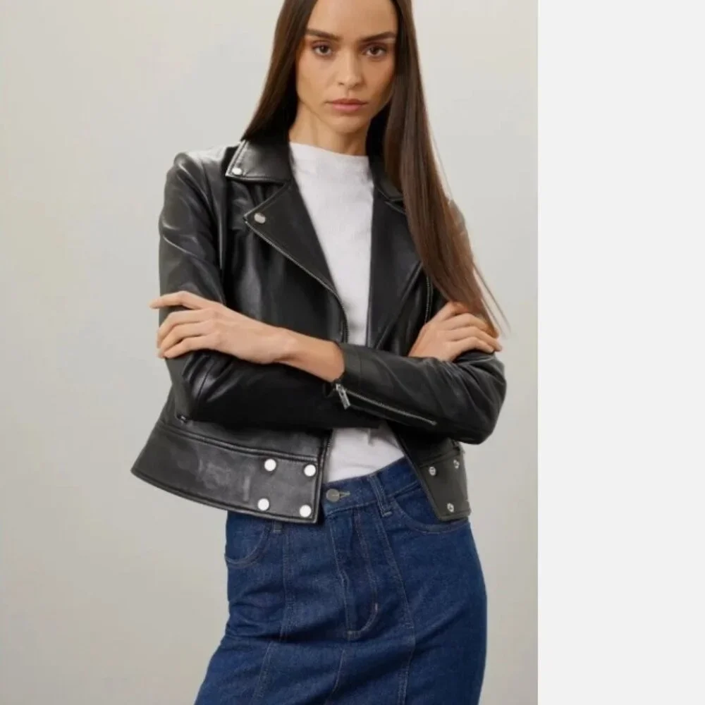 Slate & Willow Mini‎ Snap Moto Jacket Leather